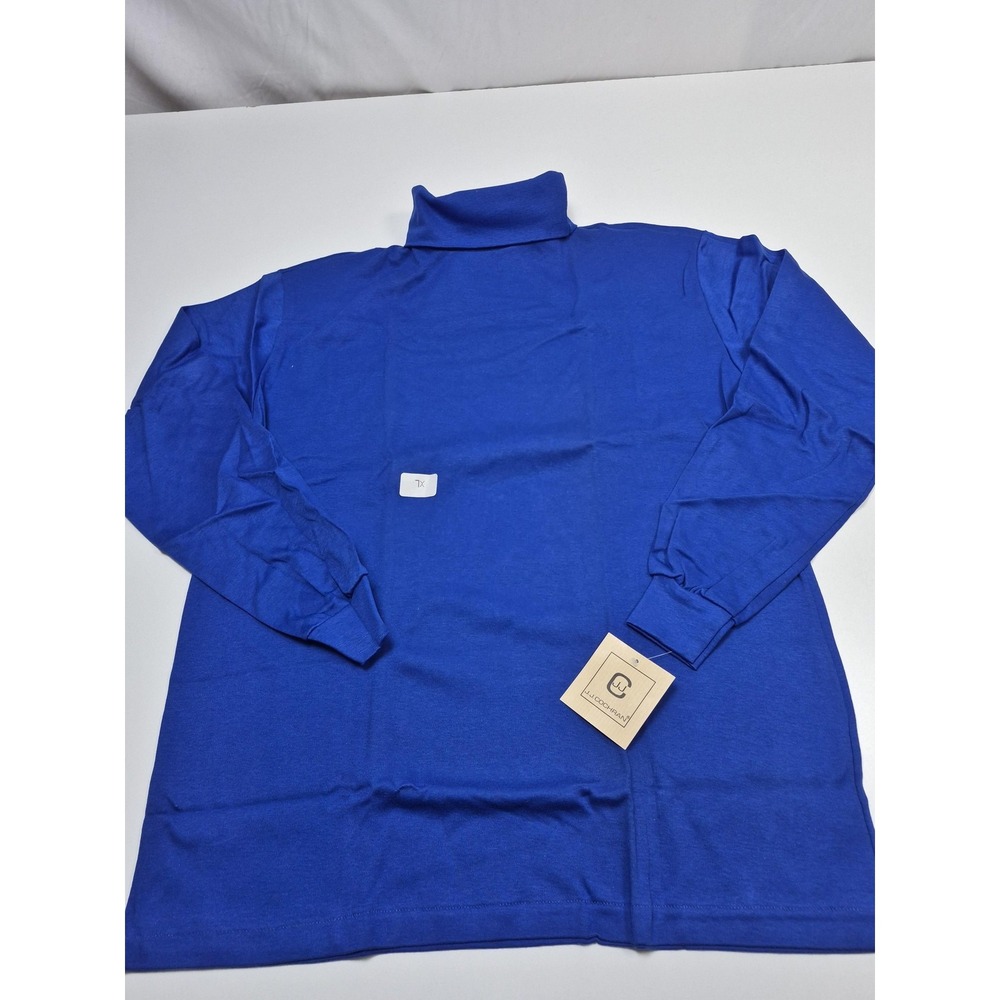 VTG J.J. Cochran Shirt Mens XL Blue Turtleneck Long Sleeve 100% Cotton Made USA